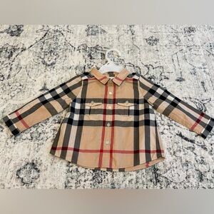 Burberry Kids Plaid Button Down Shirt - Beige, Black, Red